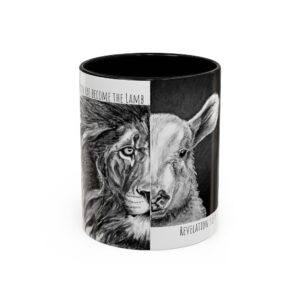 Lion and Lamb Mug, Revelation 5:1-5, Religious Inspirational Coffee Mug, Gift, Faith-Themed Mug, Christian Decor